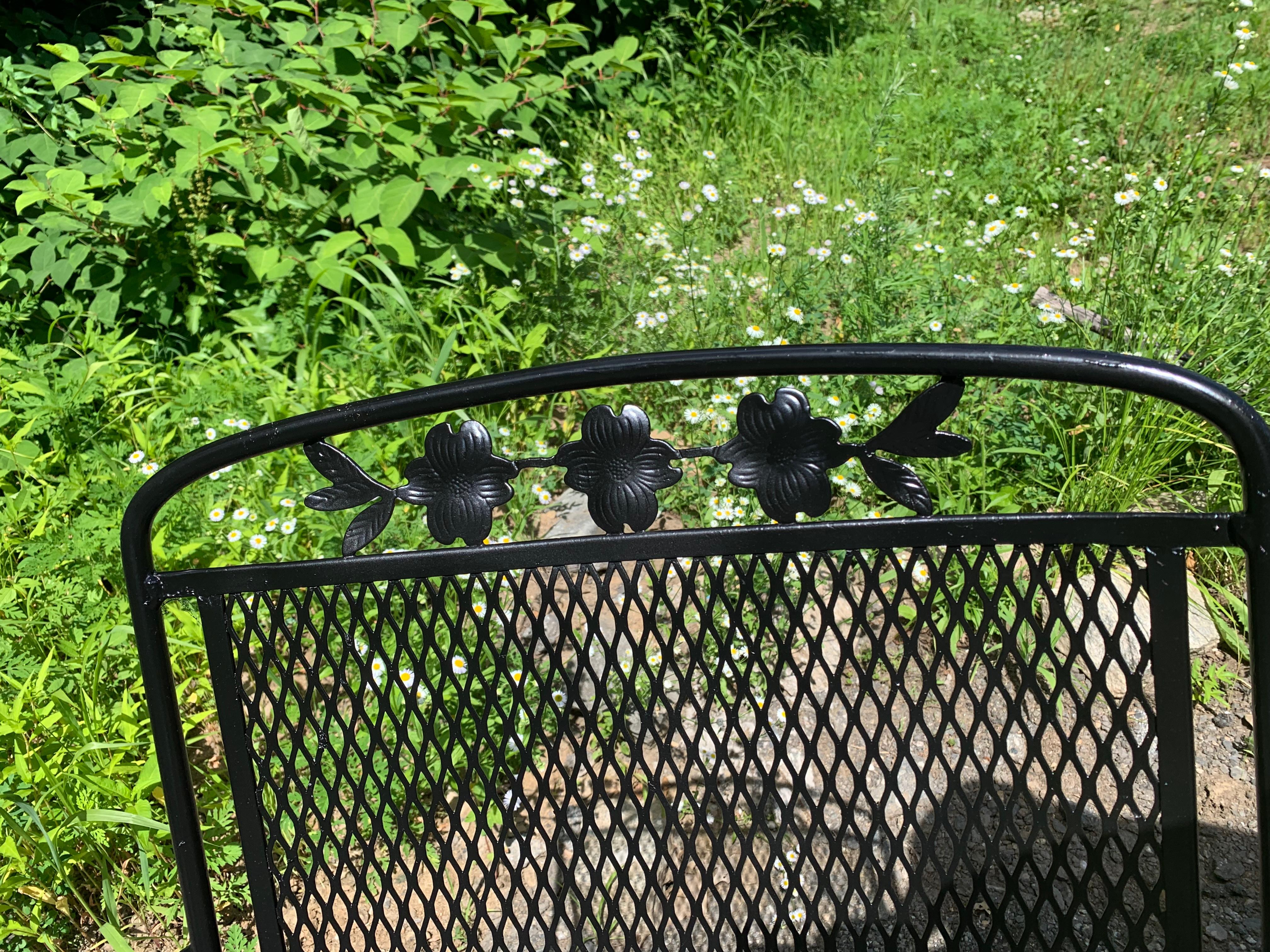 Vintage Wrought Iron Seating, Set of 4 Chairs and Table In Good Condition For Sale In Cumberland, RI