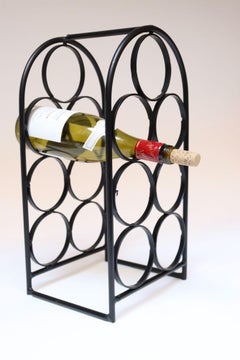 Vintage Wrought Iron Seven-Bottle Wine Holder by Arthur Umanoff