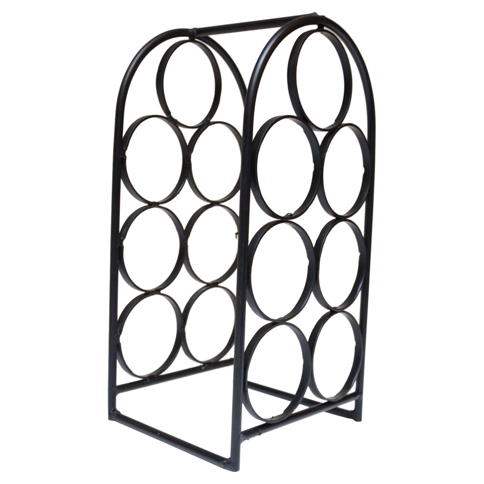 Vintage Wrought Iron Seven-Bottle Wine Holder by Arthur Umanoff