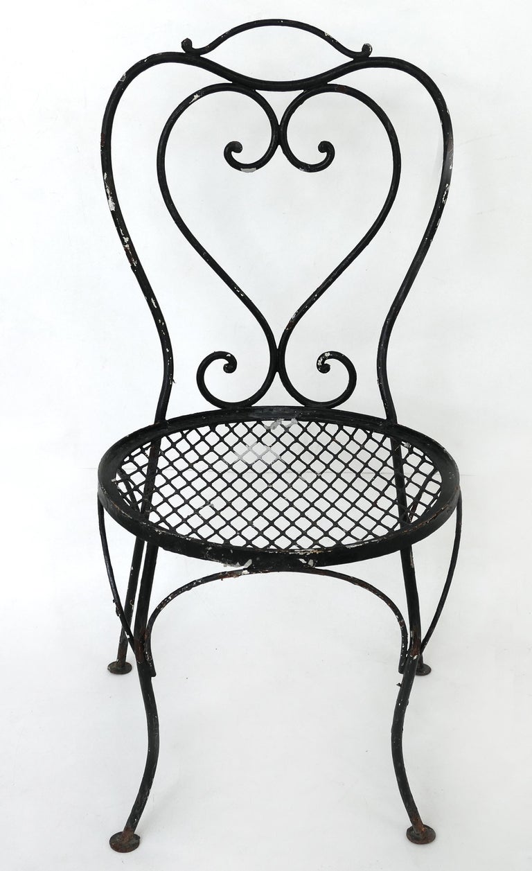 Vintage Wrought Iron Shabby Chic Garden Chairs, Pair For Sale at 1stDibs