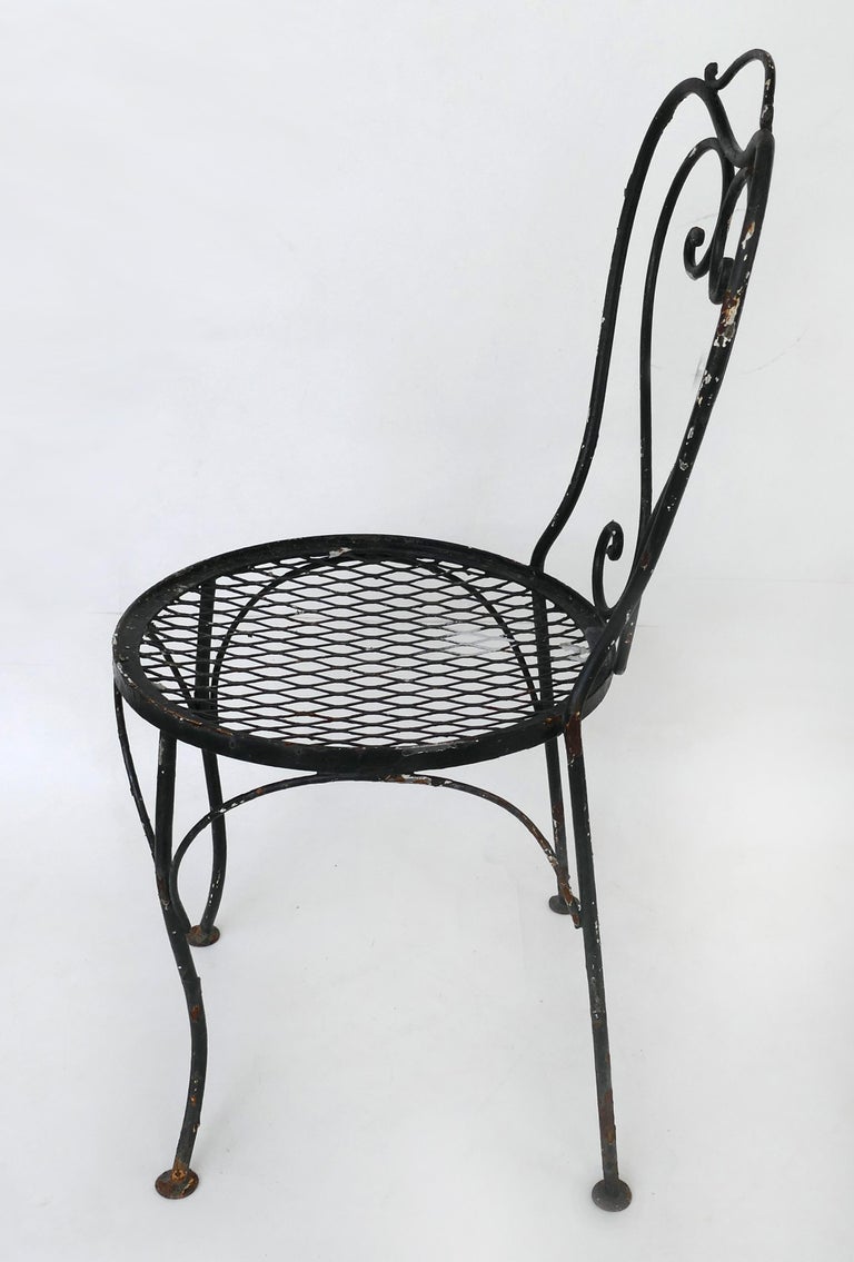 Vintage Wrought Iron Shabby Chic Garden Chairs, Pair For Sale at 1stDibs