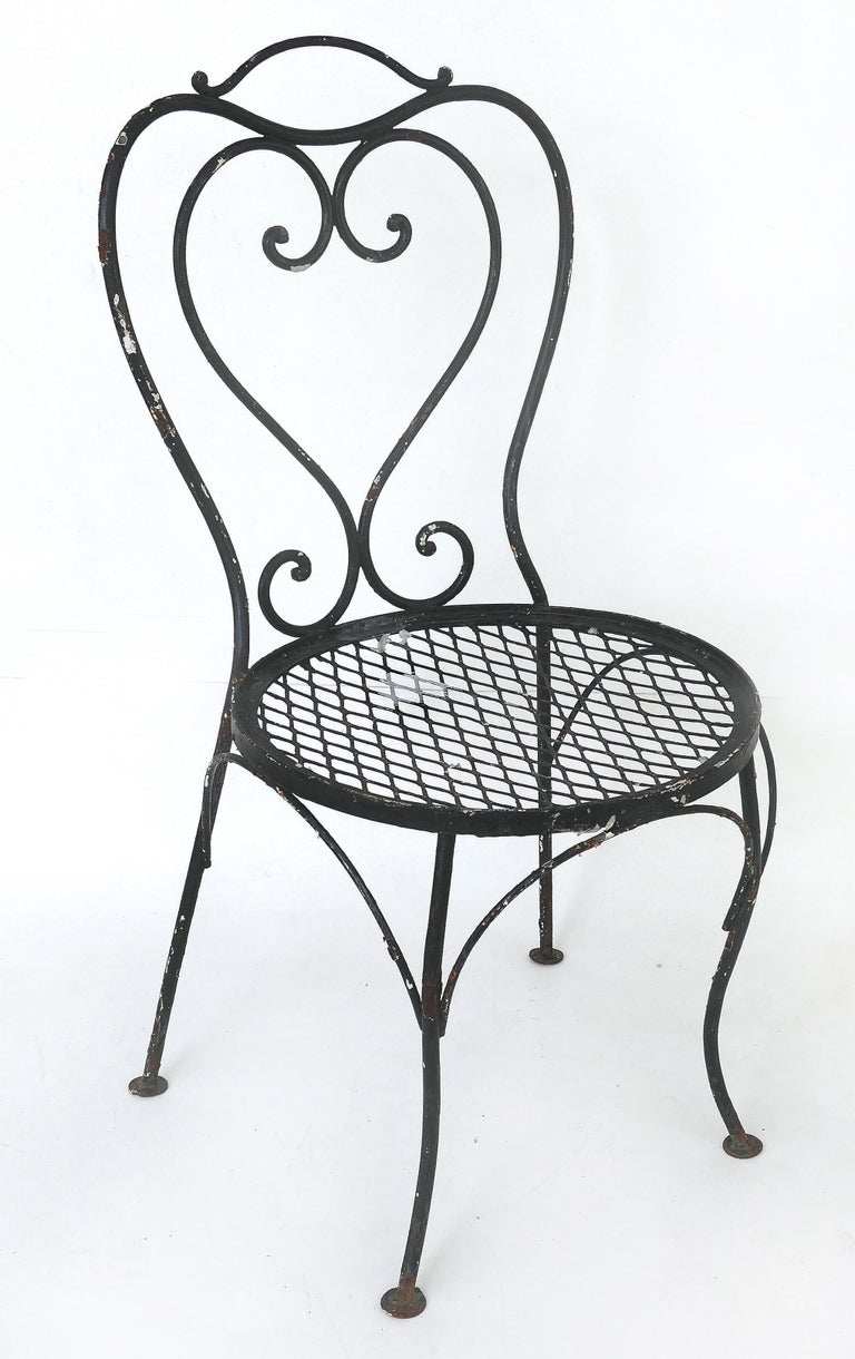 Vintage Wrought Iron Shabby Chic Garden Chairs, Pair For Sale at 1stDibs