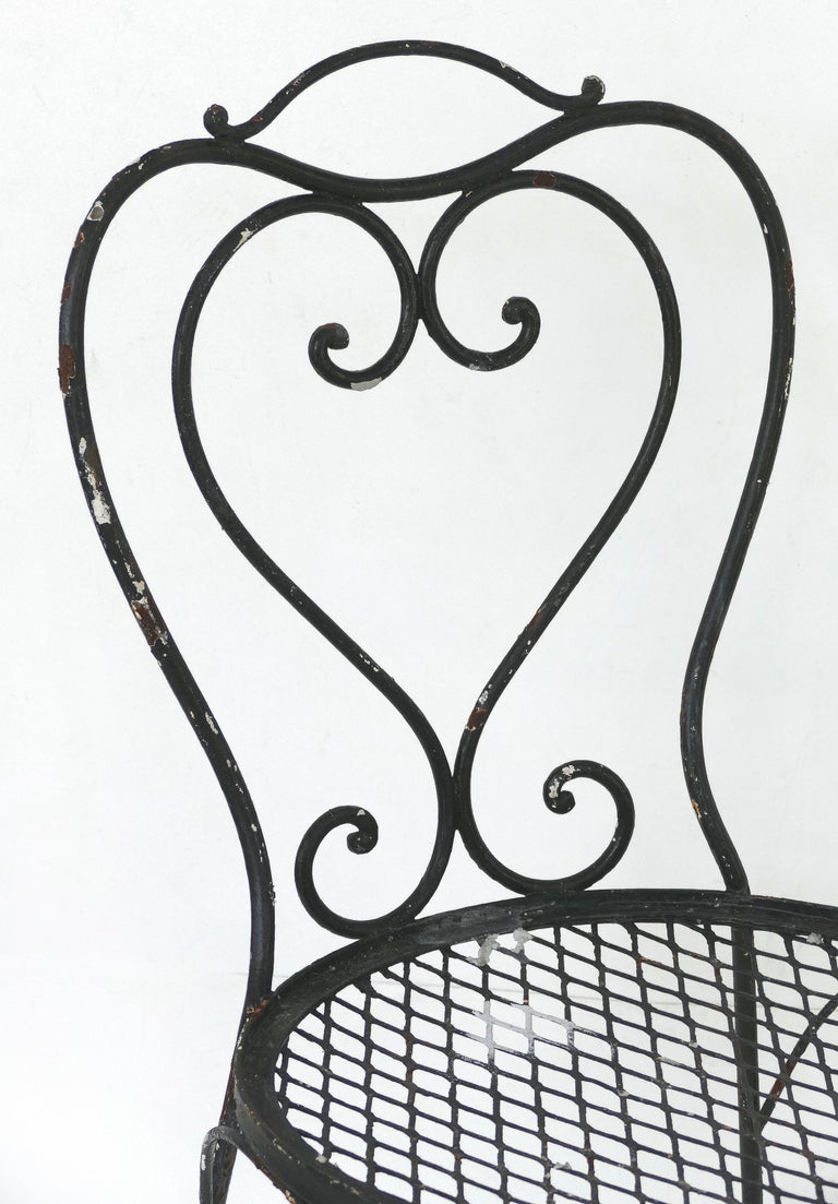 Vintage Wrought Iron Shabby Chic Garden Chairs, Pair For Sale at 1stDibs