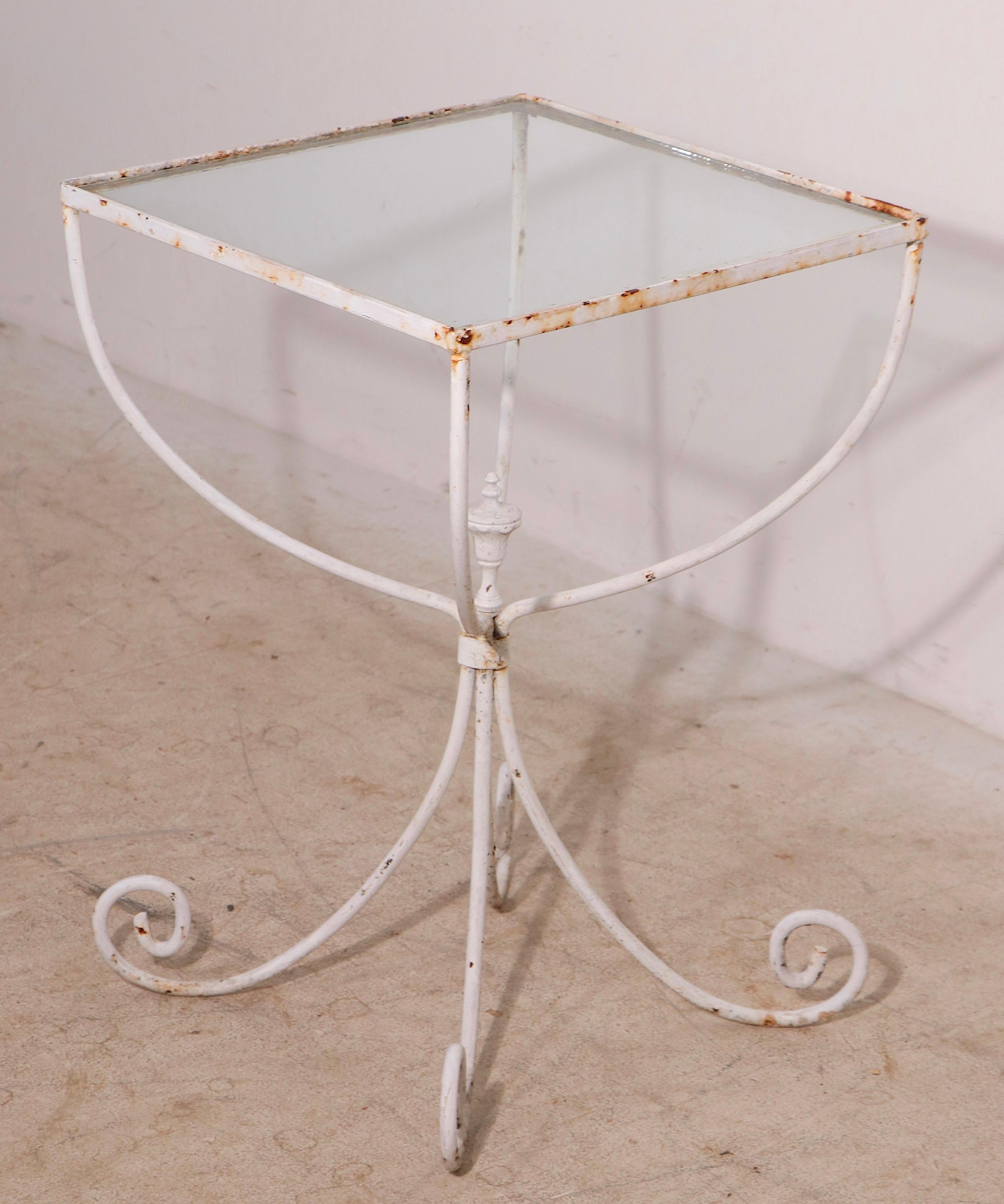 Romantic Vintage Wrought Iron Side Table Plant Stand, End Table 