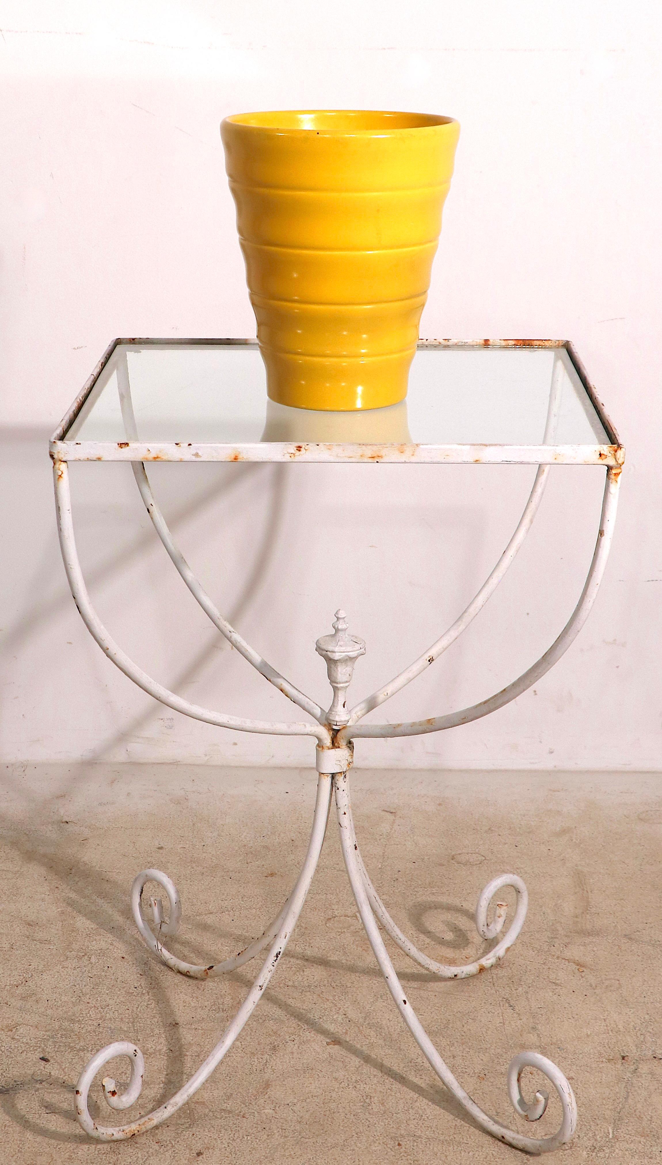 Vintage Wrought Iron Side Table Plant Stand, End Table  In Good Condition In New York, NY