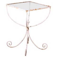 Vintage Wrought Iron Side Table Plant Stand, End Table
