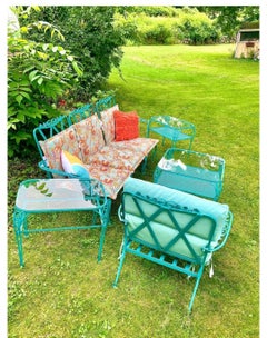 Vintage Wrought Iron Sofa Set Conversation 9 Pieces