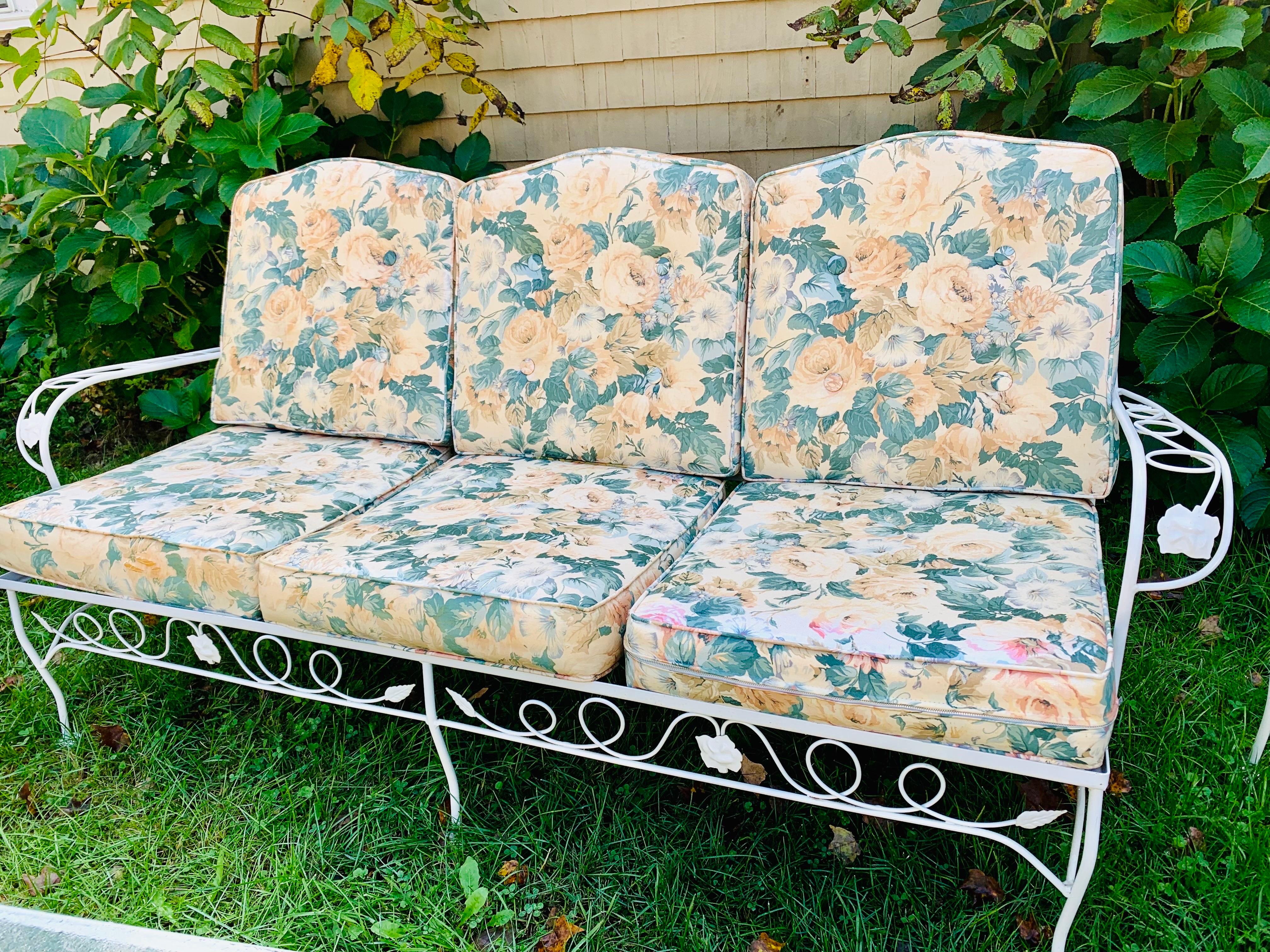 Vintage Wrought Iron Sofa Set Refinished by TVPB For Sale 5