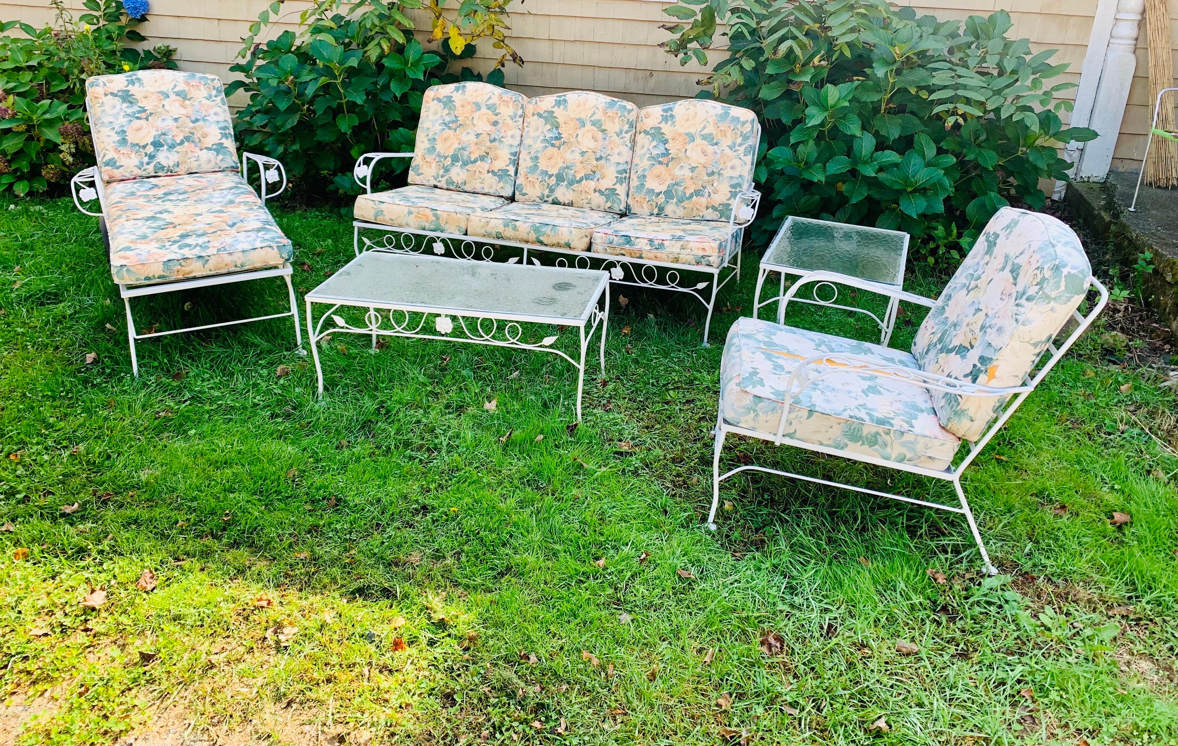 Vintage Wrought Iron Sofa Set Refinished by TVPB For Sale 11
