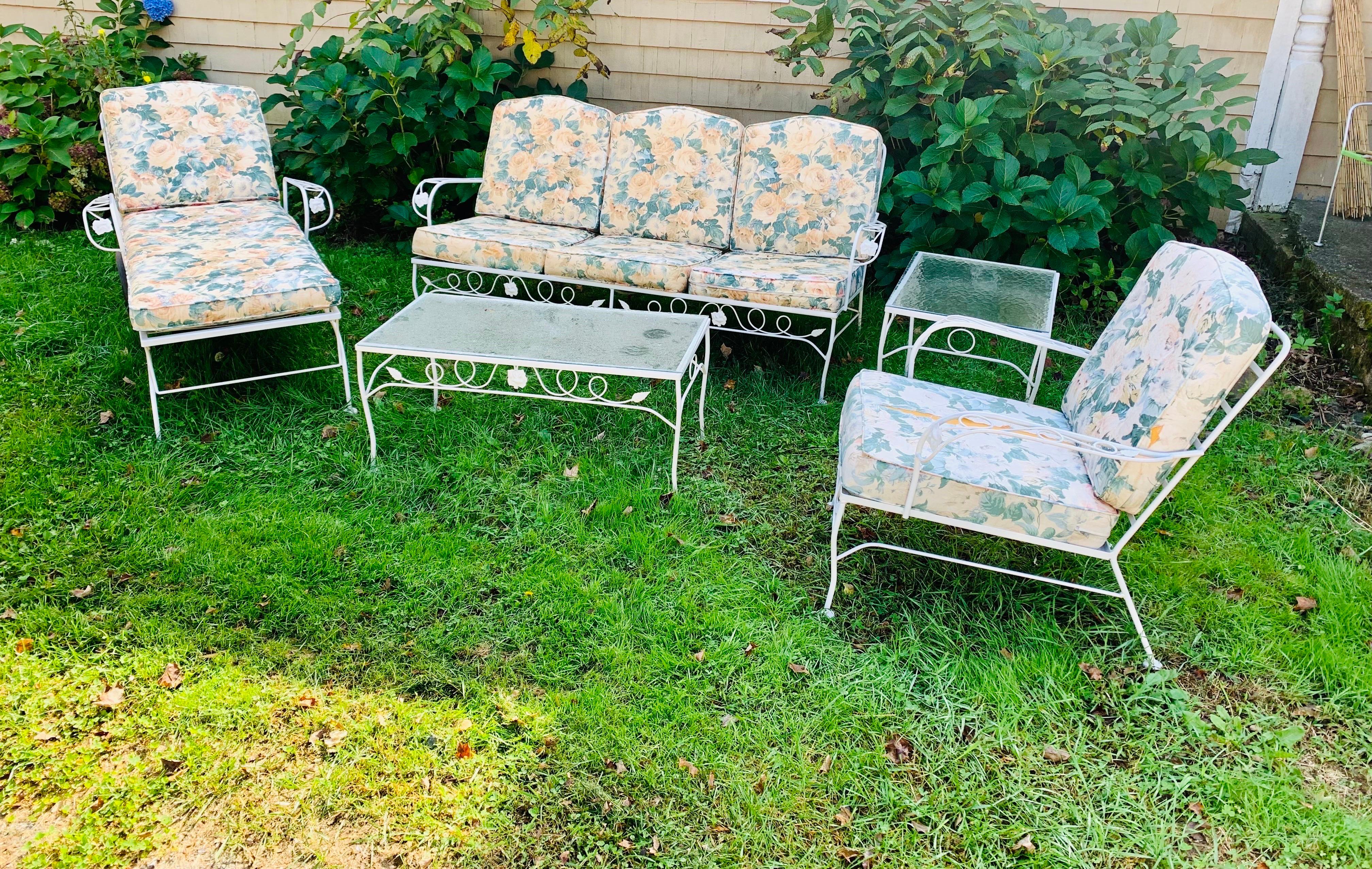 Vintage Wrought Iron Sofa Set Refinished by TVPB For Sale 9
