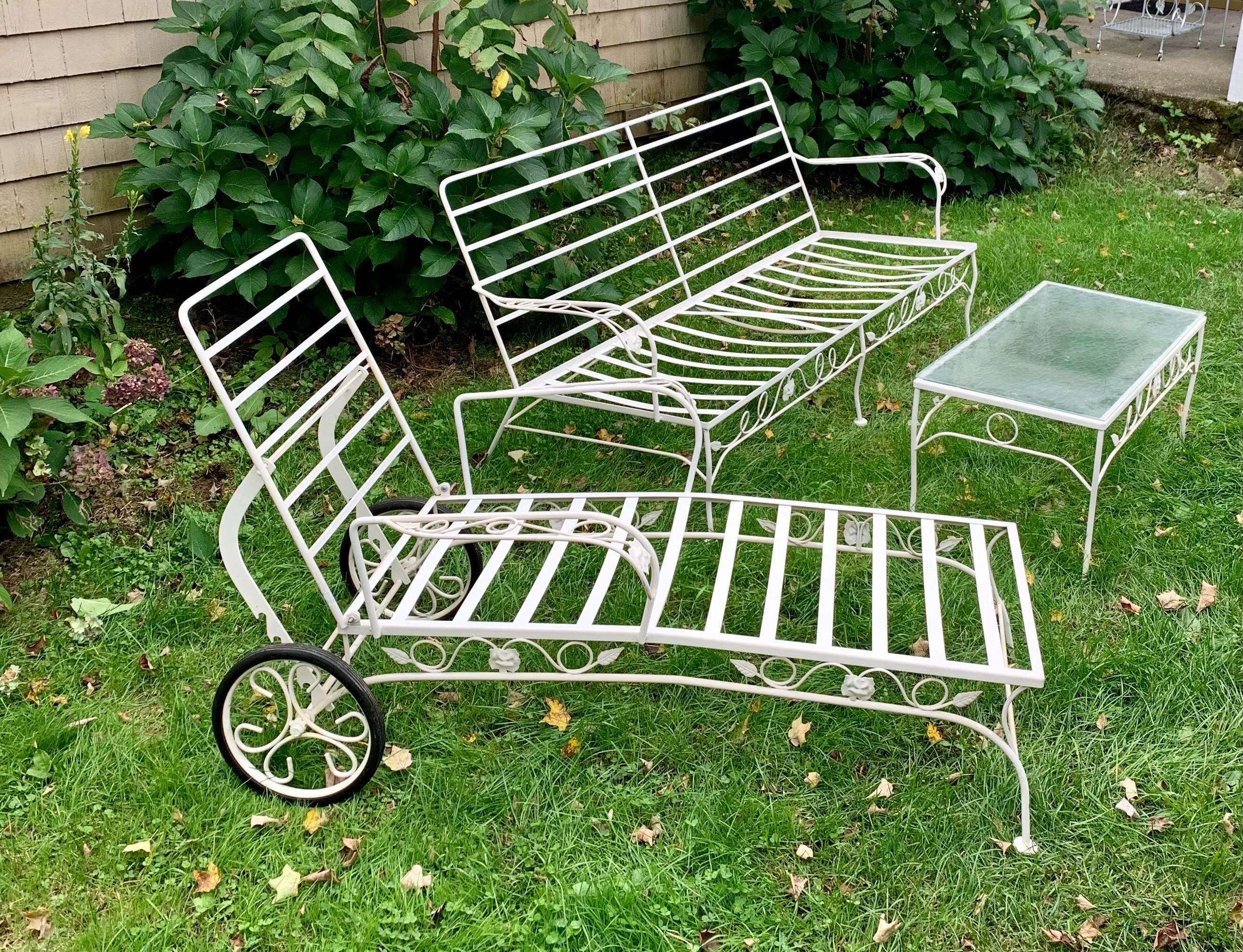 Vintage Wrought Iron Sofa Set Refinished by TVPB For Sale 12