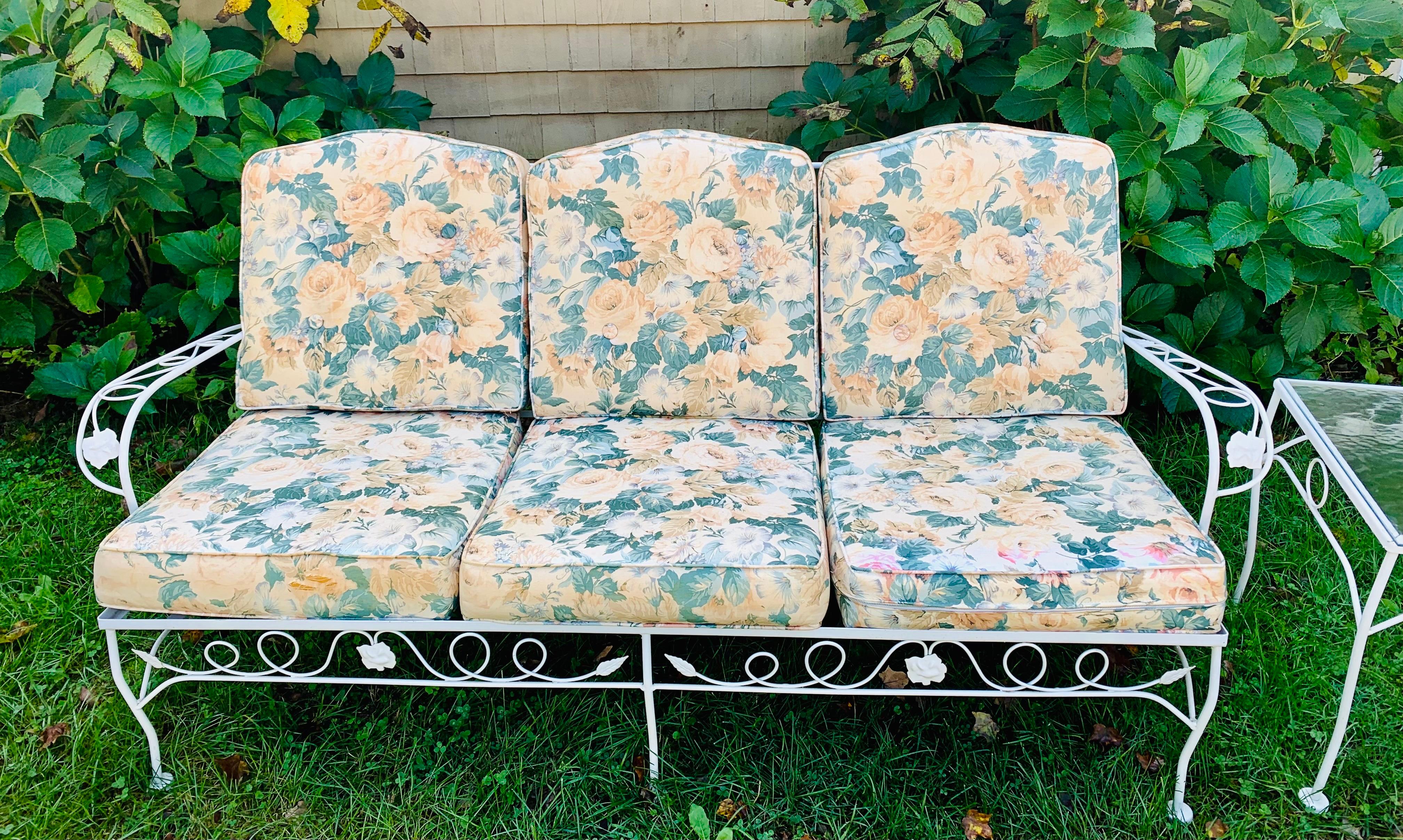 Mid-Century Modern Vintage Wrought Iron Sofa Set Refinished by TVPB For Sale