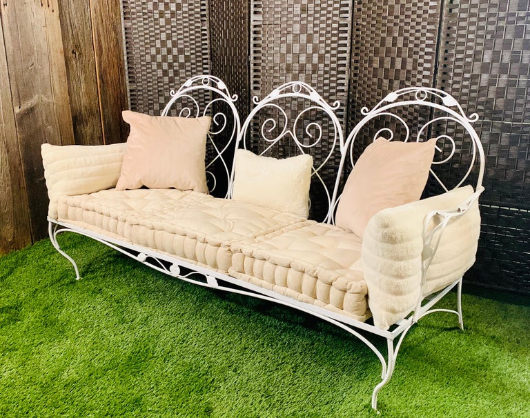 Vintage Wrought Iron Sofa with Cushions For Sale at 1stDibs