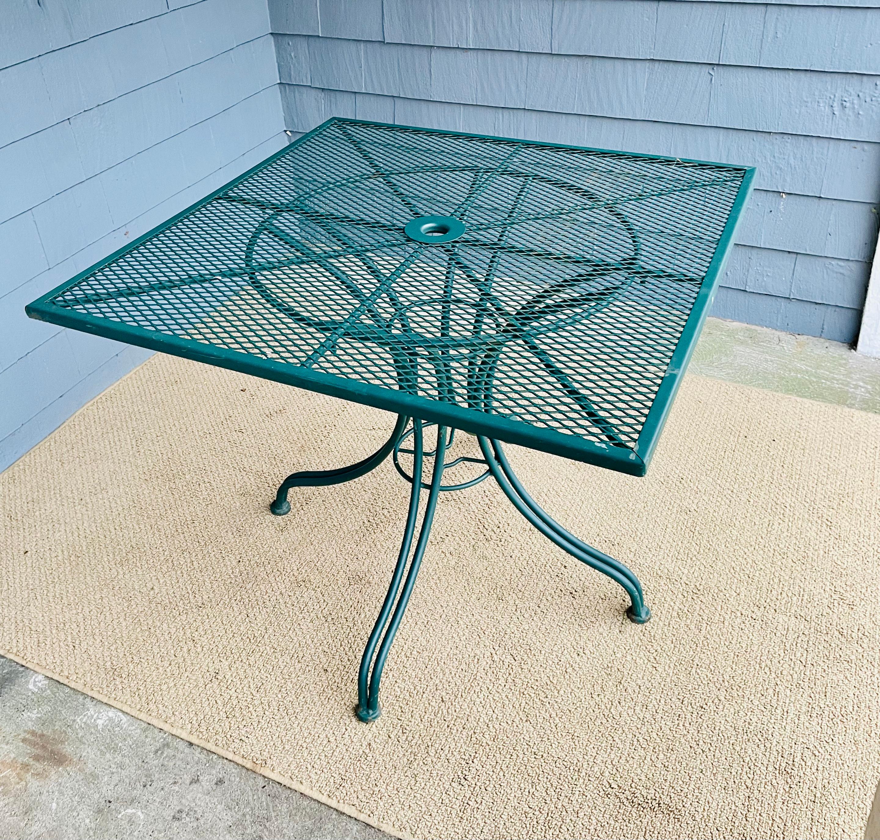 Vintage Wrought Iron Square Outdoor Patio Table  For Sale 2