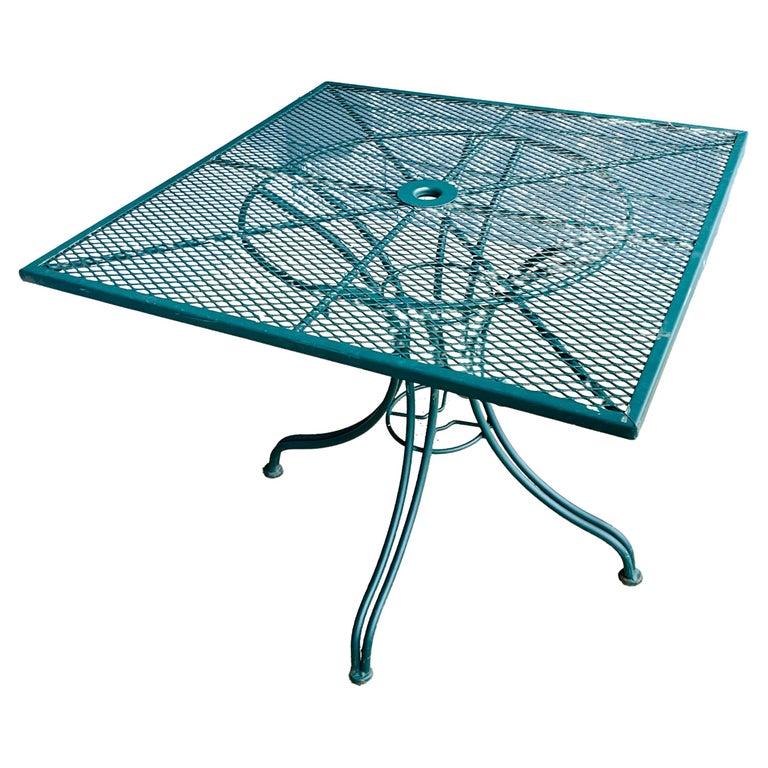 Vintage Wrought Iron Square Outdoor Patio Table For Sale at 1stDibs