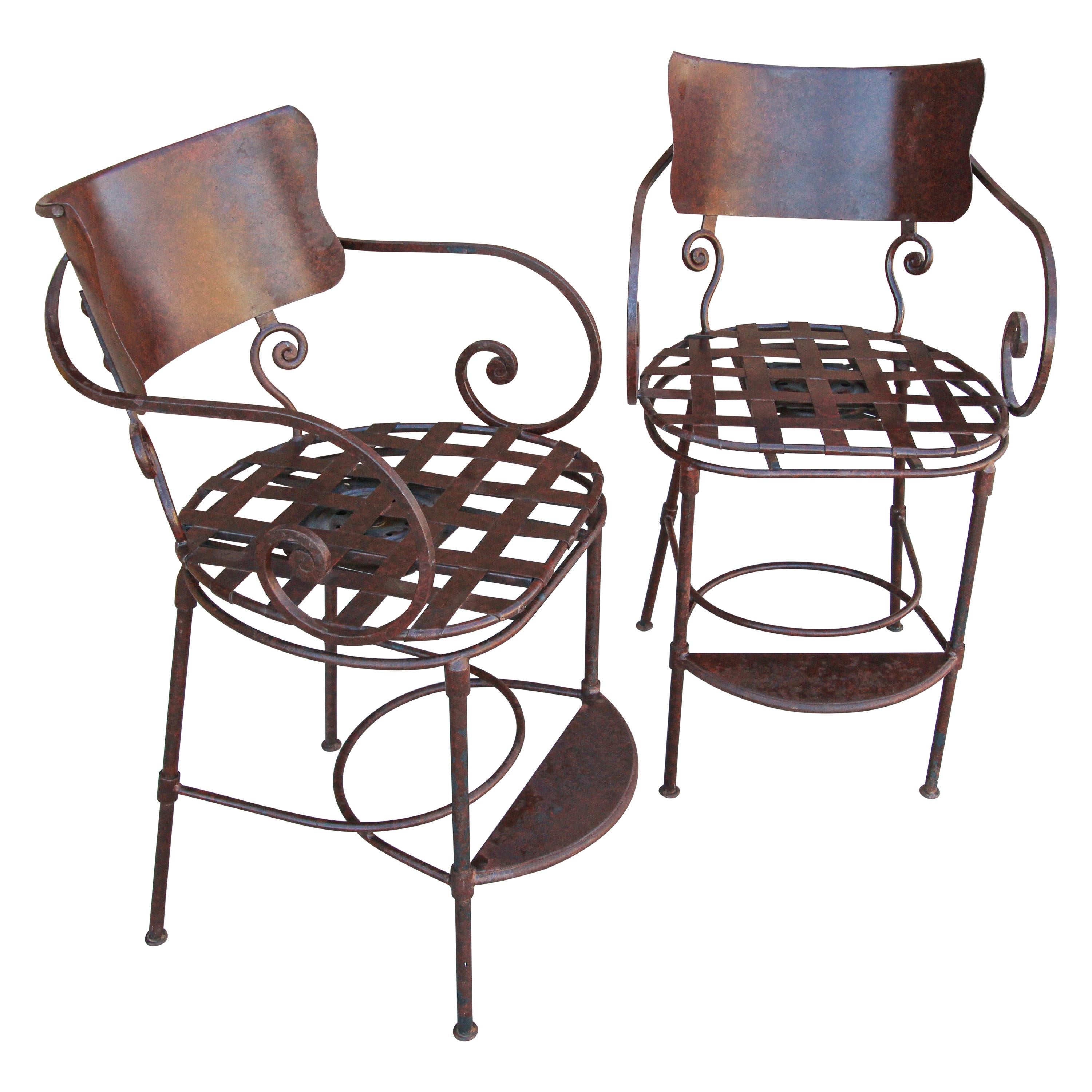 Vintage Arhaus Wrought Iron Swivel Bar, Wrought Iron Swivel Bar Stool Chairs