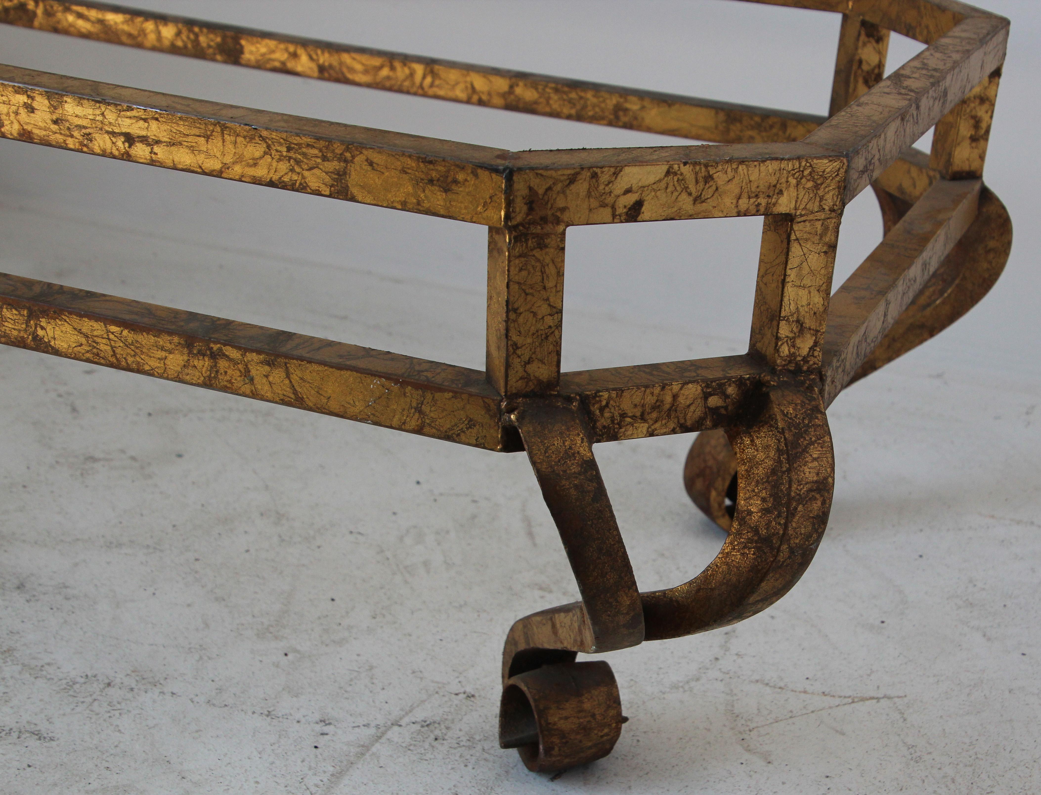Vintage Wrought Gilt Iron Coffee Table Base Rectangular Shape Arturo Pani Style For Sale 2