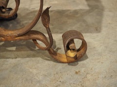 Vintage Wrought Iron Table Lamp with Linen Shade