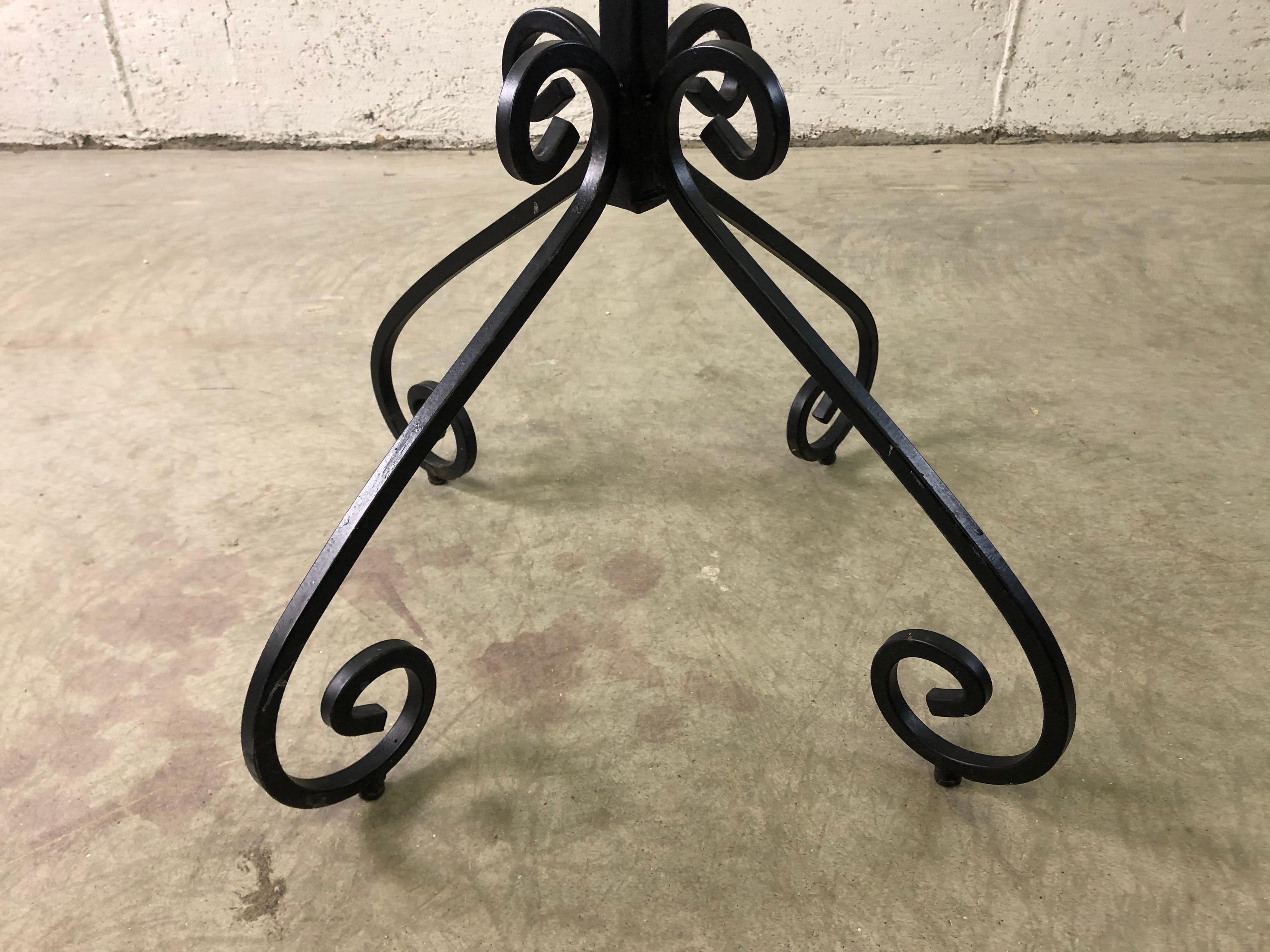 Vintage Wrought Iron Tall Coat Rack In Good Condition In Amherst, NH