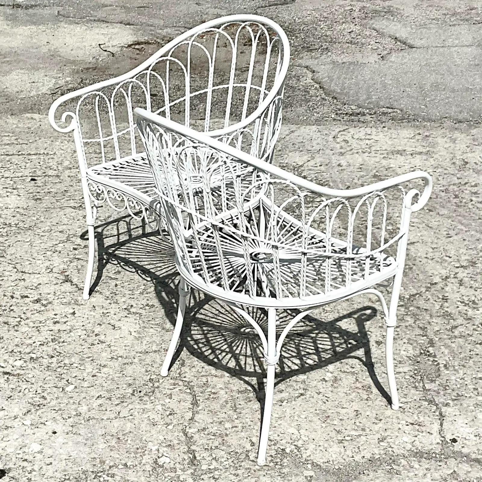 North American Vintage Wrought Iron Tete a Tete Seat