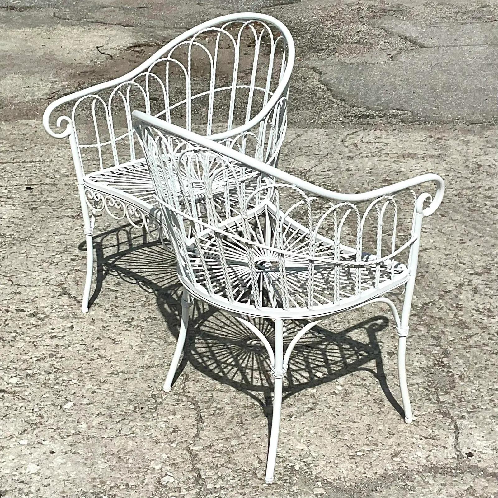 Vintage Schmiedeeisen Tete a Tete Sitz