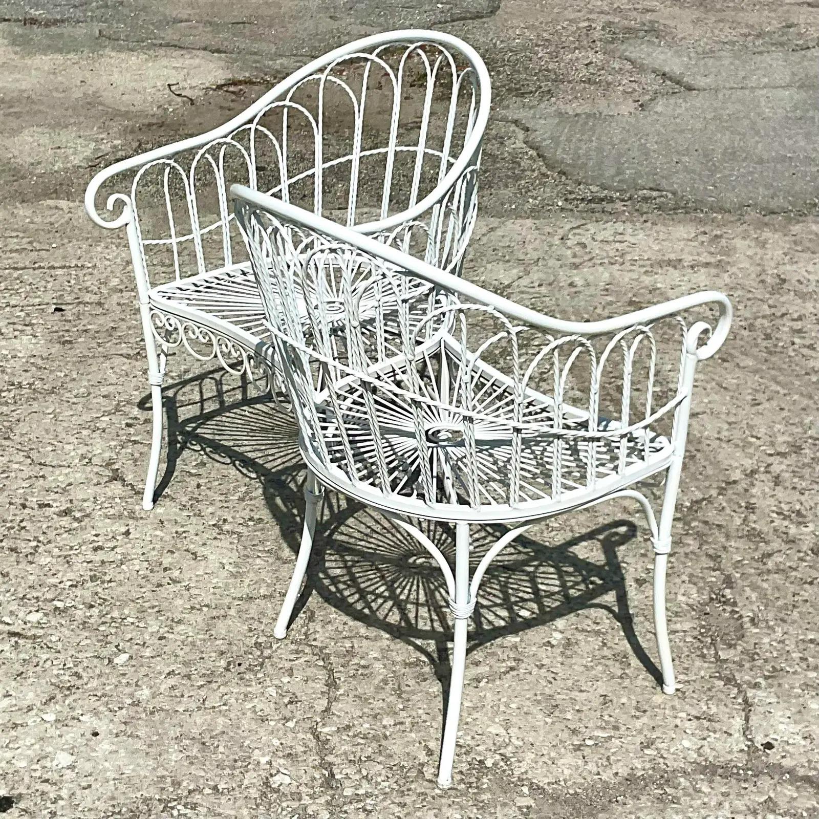 Vintage Wrought Iron Tete a Tete Seat 3