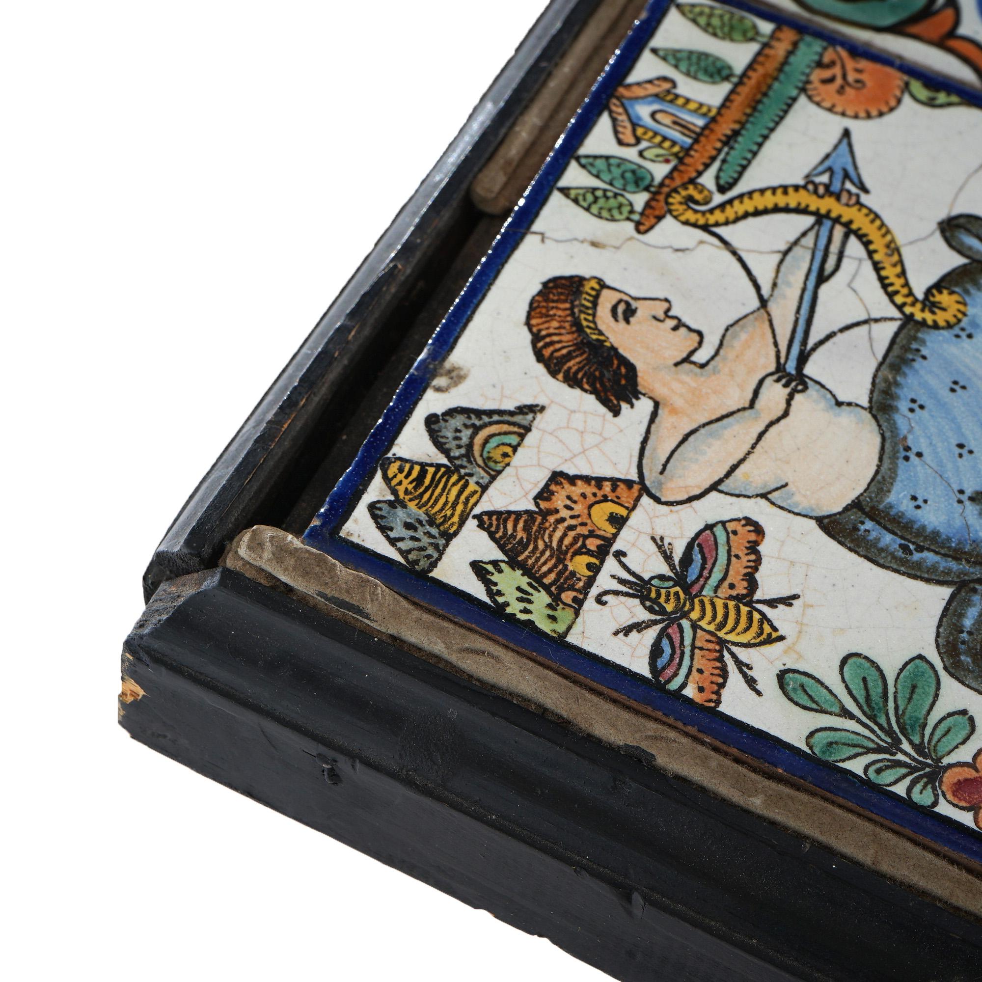 Vintage Wrought Iron Tile Top Sofa Table, Saying by Ralph Waldo Emerson, 20thC 6