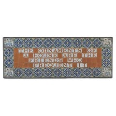 Vintage Wrought Iron Tile Top Sofa Table, Saying by Ralph Waldo Emerson, 20thC