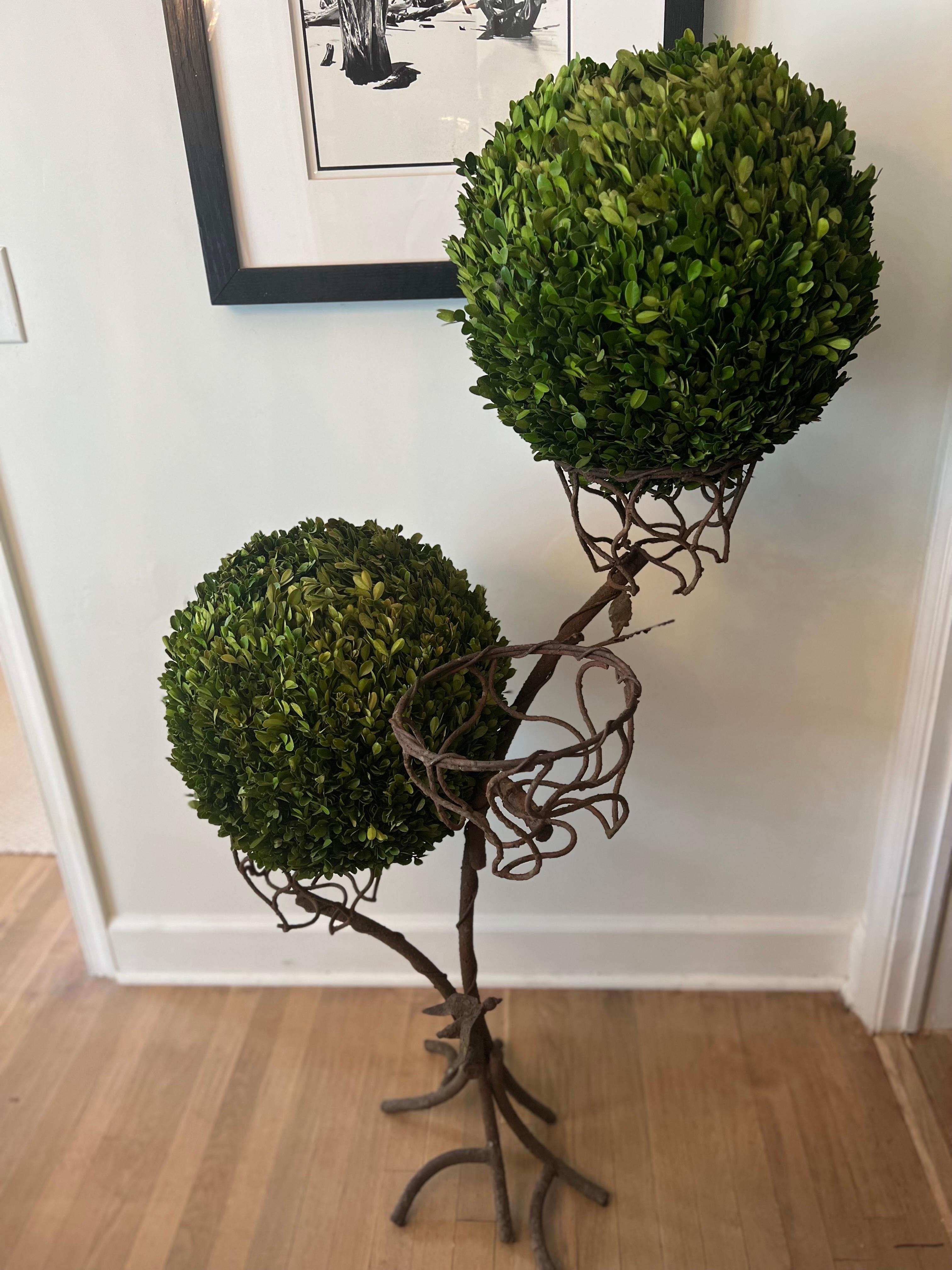 Vintage Wrought Iron Tree Branches with Bird Plant Stand in Manner of Giacometti For Sale 3