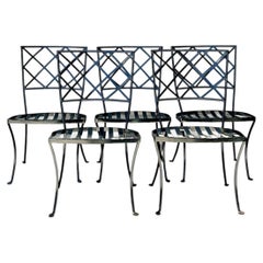 Vintage Wrought Iron Trellis Dining Chairs - Set of 5