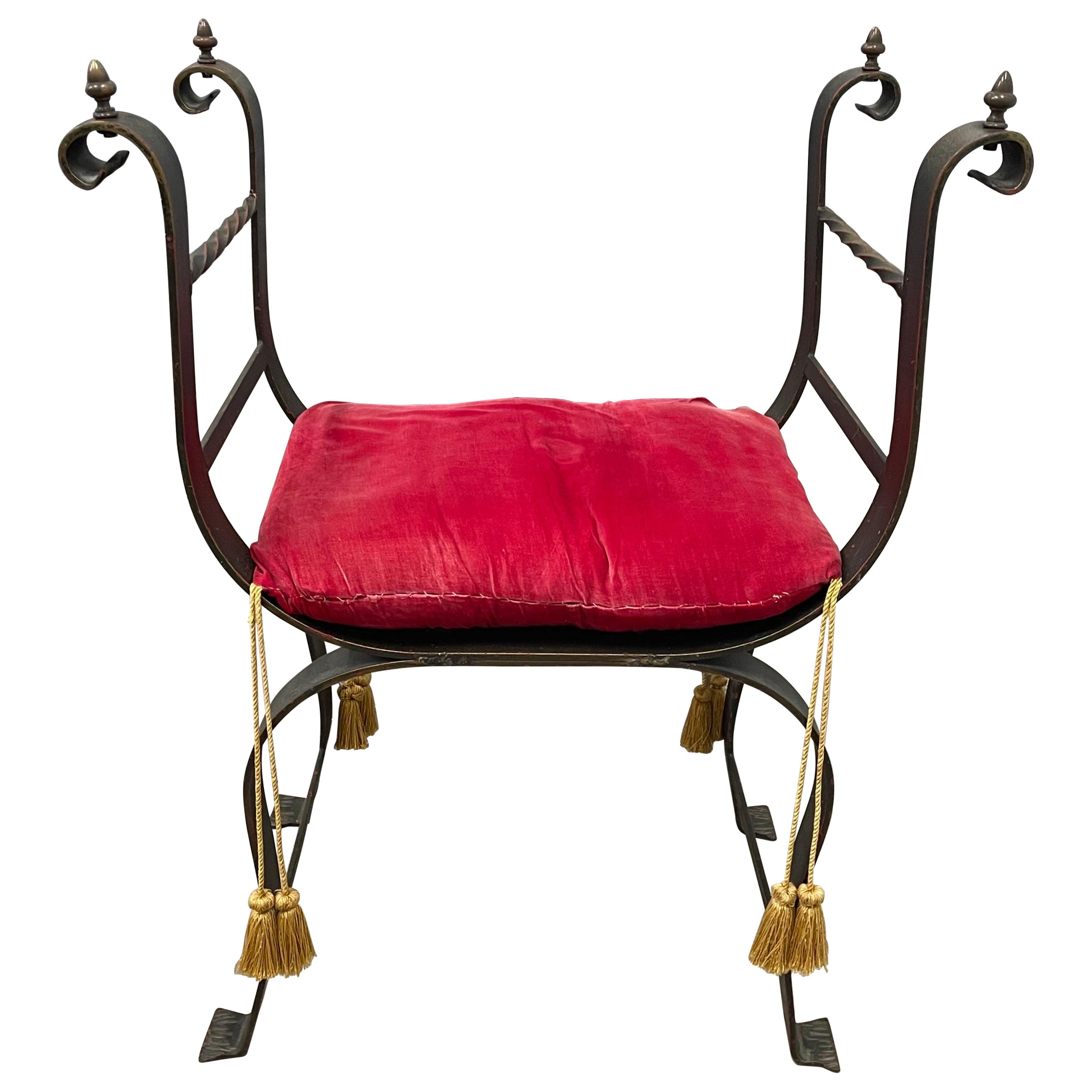 Chaise longue ou coiffeuse en fer forgé vintage en vente