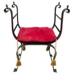 Vintage Schmiedeeisen Eitelkeit Stuhl oder Ankleidezimmer Stuhl