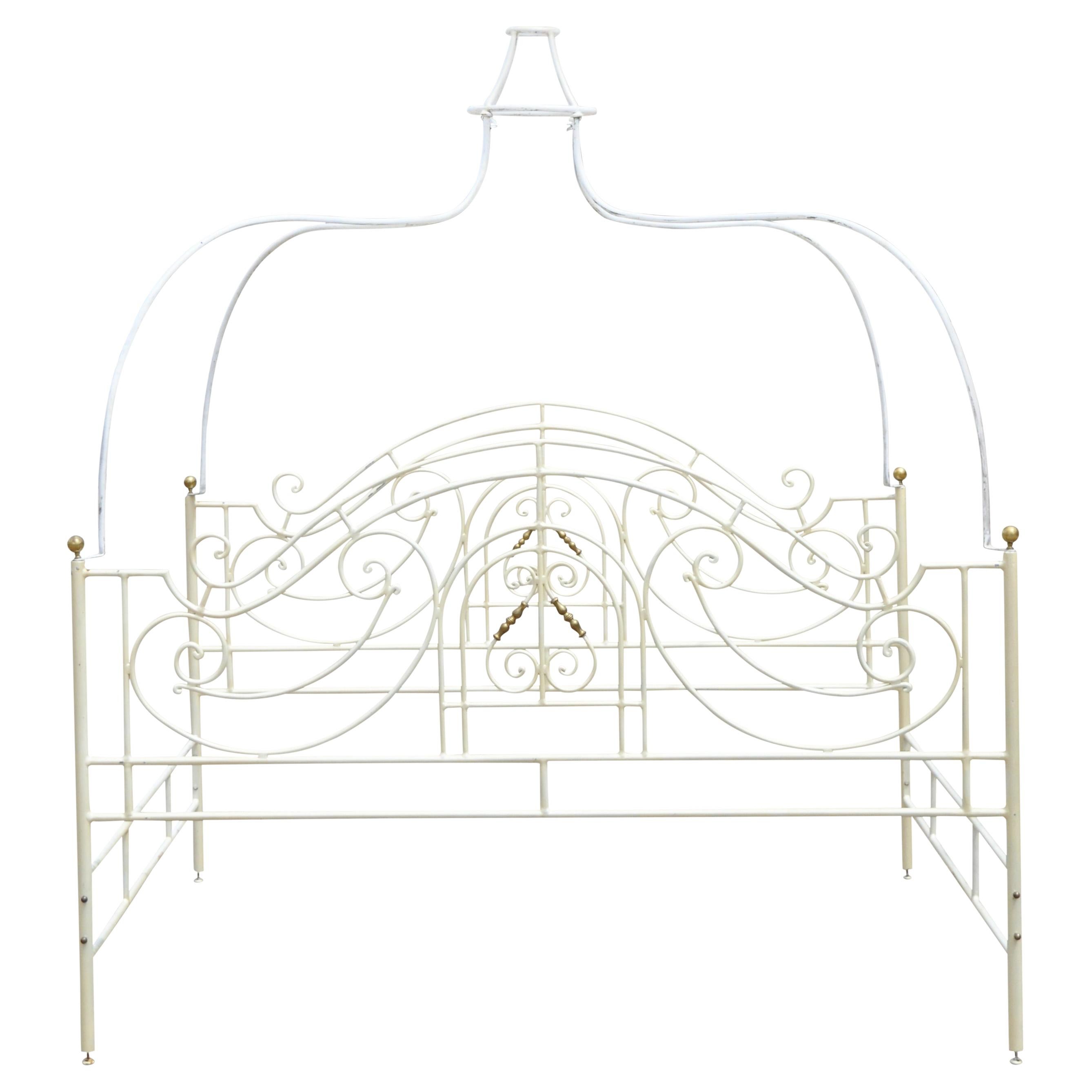 Victorian Brass Finial King Size, King Size Wrought Iron Canopy Bed