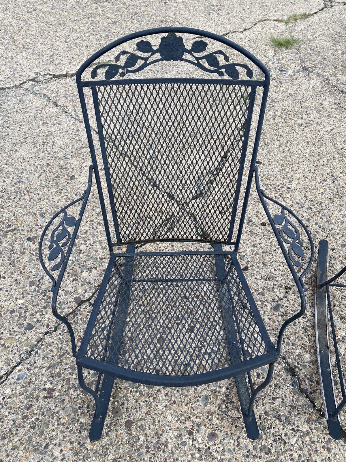 Vintage Wrought Iron Victorian Style Garden Patio Rocker Rocking Chairs - a Pair For Sale 3