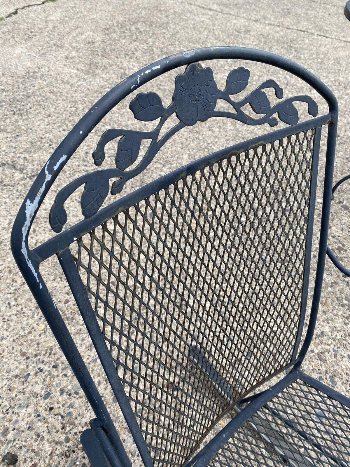 Vintage Wrought Iron Victorian Style Garden Patio Rocker Rocking Chairs - a Pair In Good Condition For Sale In Philadelphia, PA