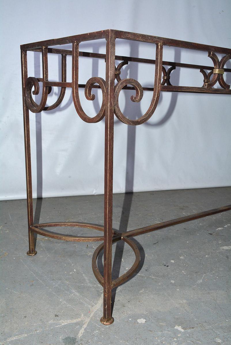 Hollywood Regency Vintage Wrought Iron with Gold Gilt Finish Console Table or Server Base Table