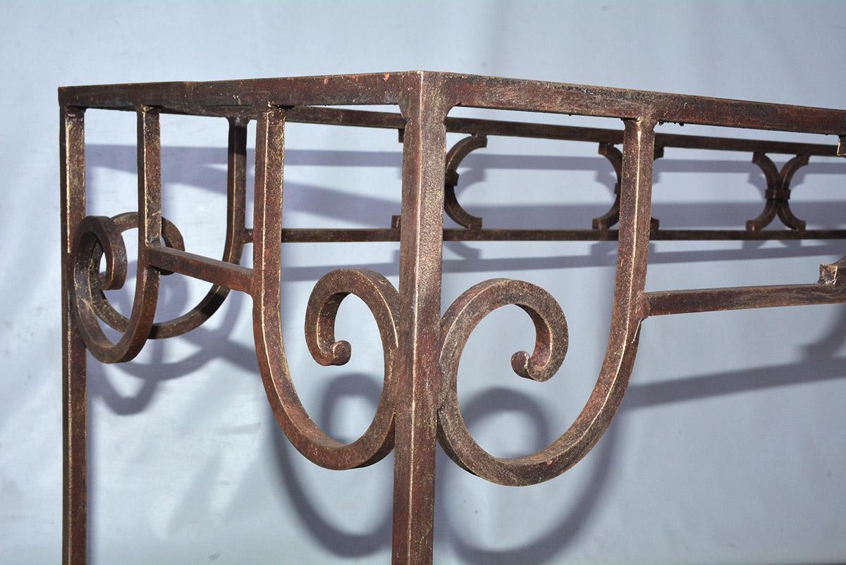 European Vintage Wrought Iron with Gold Gilt Finish Console Table or Server Base Table