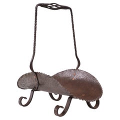 Used Wrought Iron, Wood Block Holder, 1950s