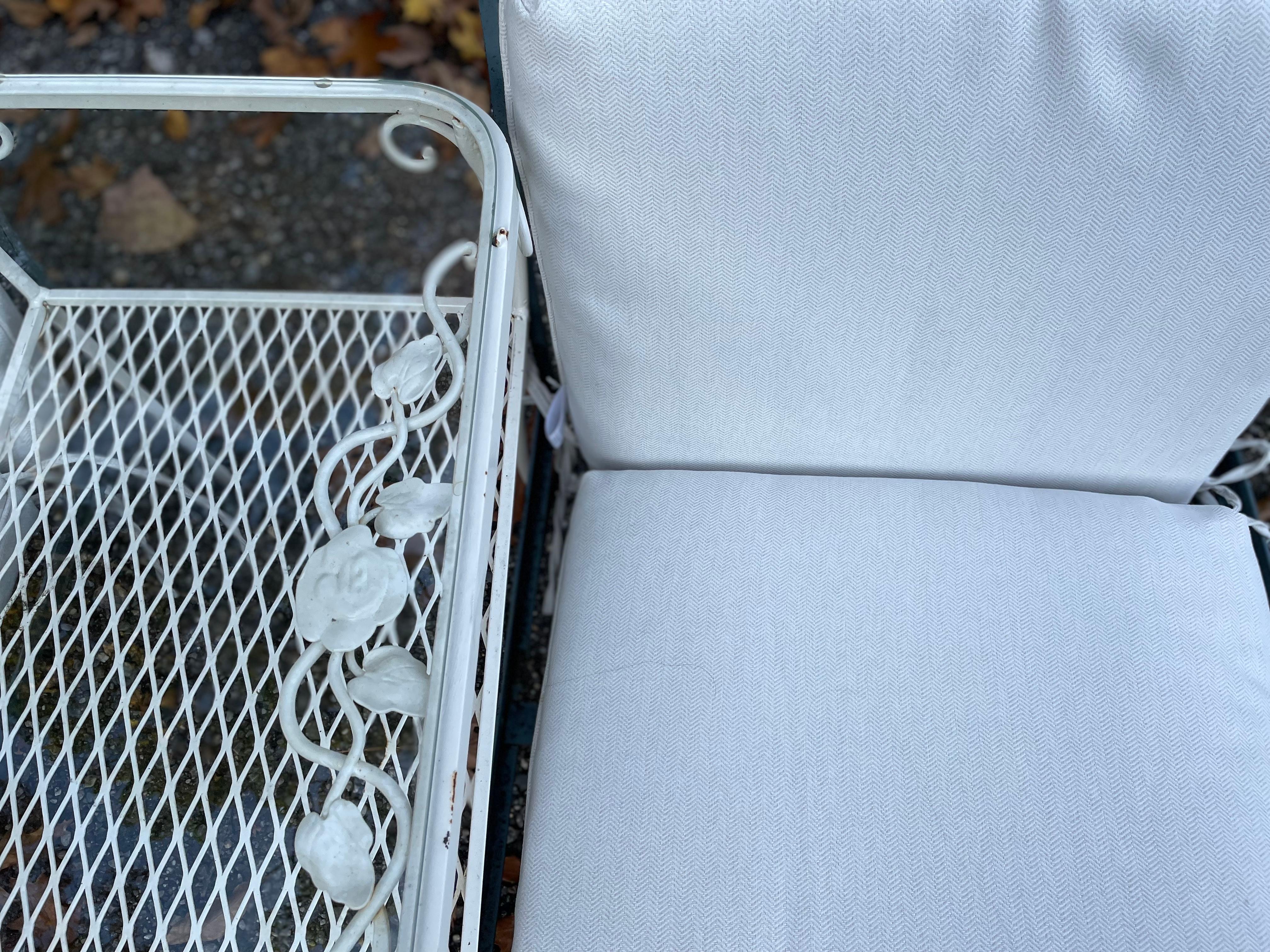 Vintage Wrought Iron Woodard Chantilly Rose Tete-a-tete Style Loveseat For Sale 6