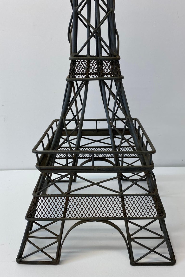 Vintage Wrought and Welded Iron Eiffel Tower Sculpture, Mid 20th C For
