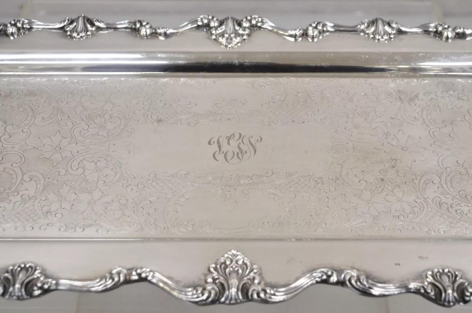 Bandeja de servir vintage W&S Blackinton Victoria 240 estrecha bañada en plata Victoriano en venta