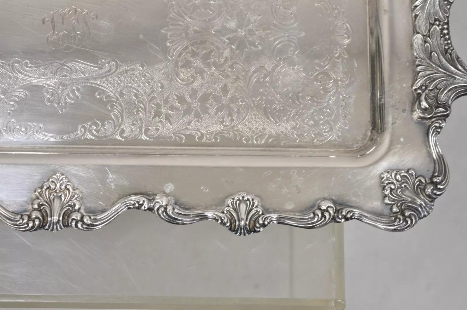 Bandeja de servir vintage W&S Blackinton Victoria 240 estrecha bañada en plata Chapado en plata en venta