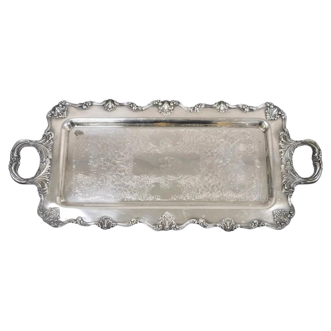 Bandeja de servir vintage W&S Blackinton Victoria 240 estrecha bañada en plata en venta
