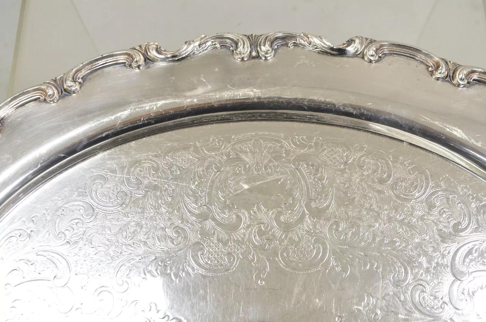 Vintage WSB 1538 Bandeja de servicio ovalada victoriana plateada Bandeja de mayordomo en Bueno estado para la venta en Philadelphia, PA