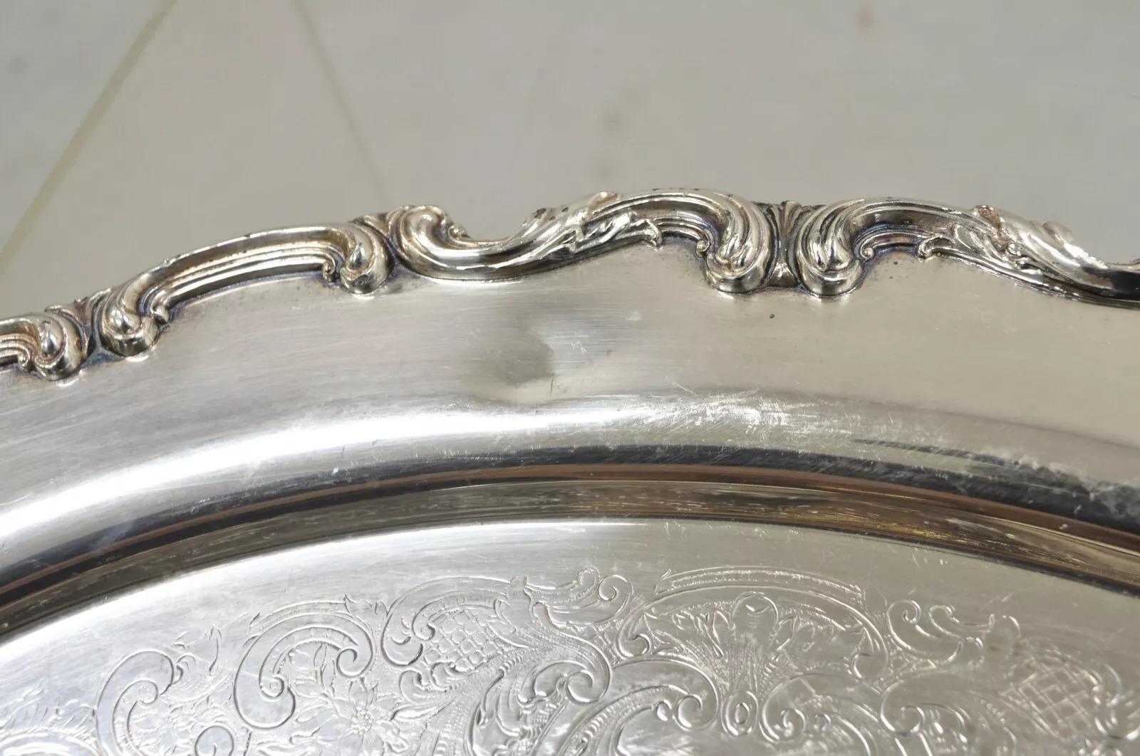 Vintage WSB 1538 Bandeja de servicio ovalada victoriana plateada Bandeja de mayordomo Chapado en plata en venta