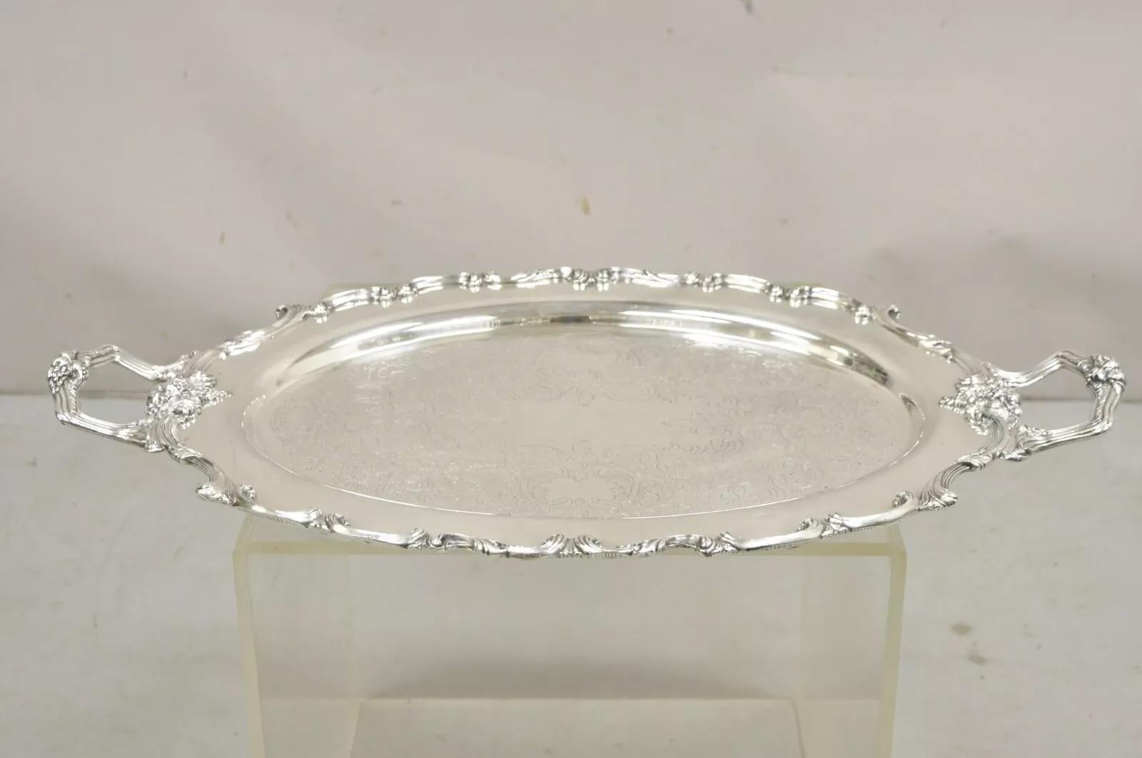 Vintage WSB Englisch viktorianischen Stil Oval versilbert Servierplatte Tablett. Circa Mitte des 20. Jahrhunderts. Abmessungen: 2