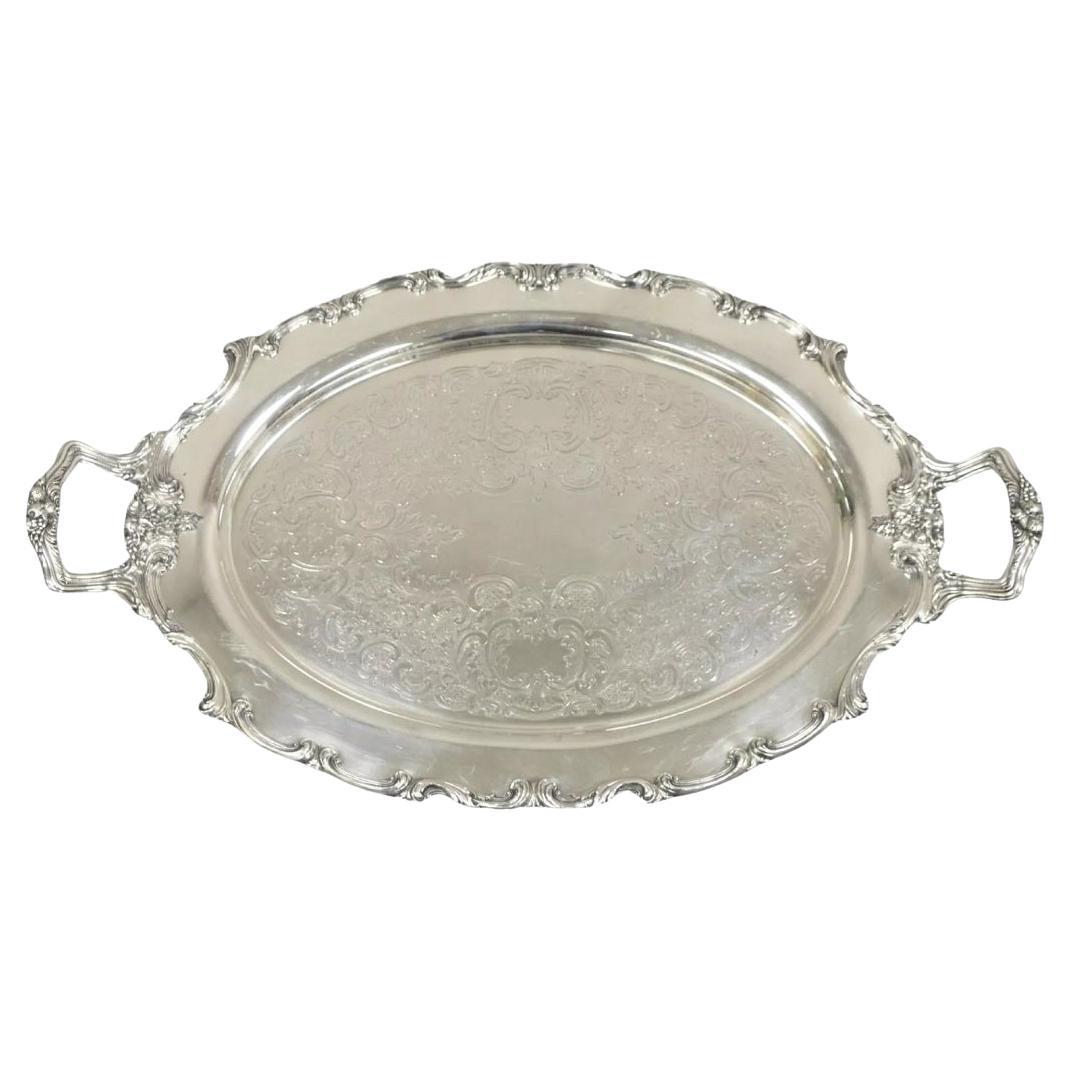 Bandeja ovalada plateada de estilo victoriano inglés WSB Vintage