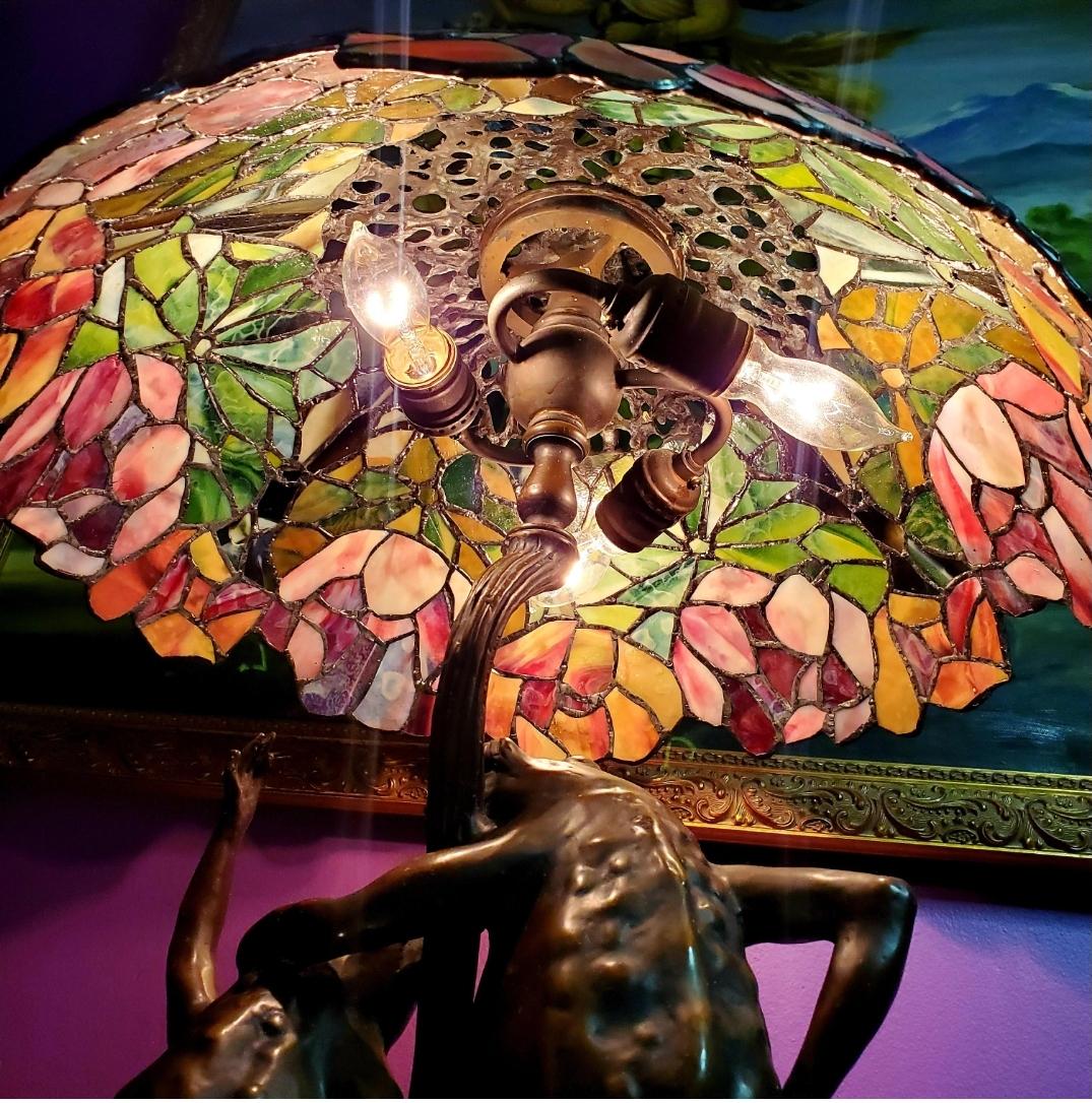 Lampe Frog vintage Wuyh en verre au plomb et bronze en vente 3
