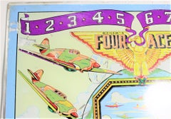 Genco „Four Aces“ Military Pilot Pinball Machine Back Glas aus dem Zweiten Weltkrieg
