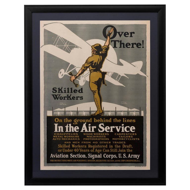 Army Air Service "Over There!" WW I Recruitment Poster by Louis Fancher, 1918 For Sale